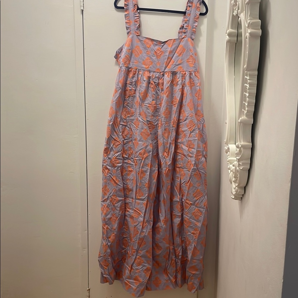Free People Orange and Gray Floral jumpsuit